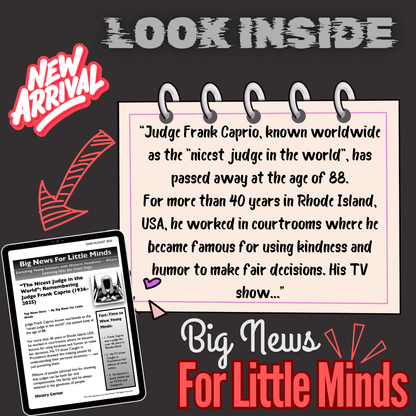Frank Caprio: The World’s Nicest Judge Passes Away: Kids Article Pack & Freebies