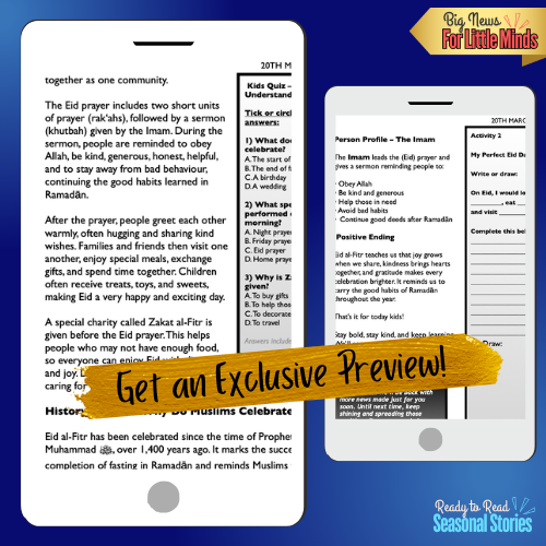 What is the Special Day Called Eid? Eid al-Fitr Revealed in Kids Article Pack & Freebies