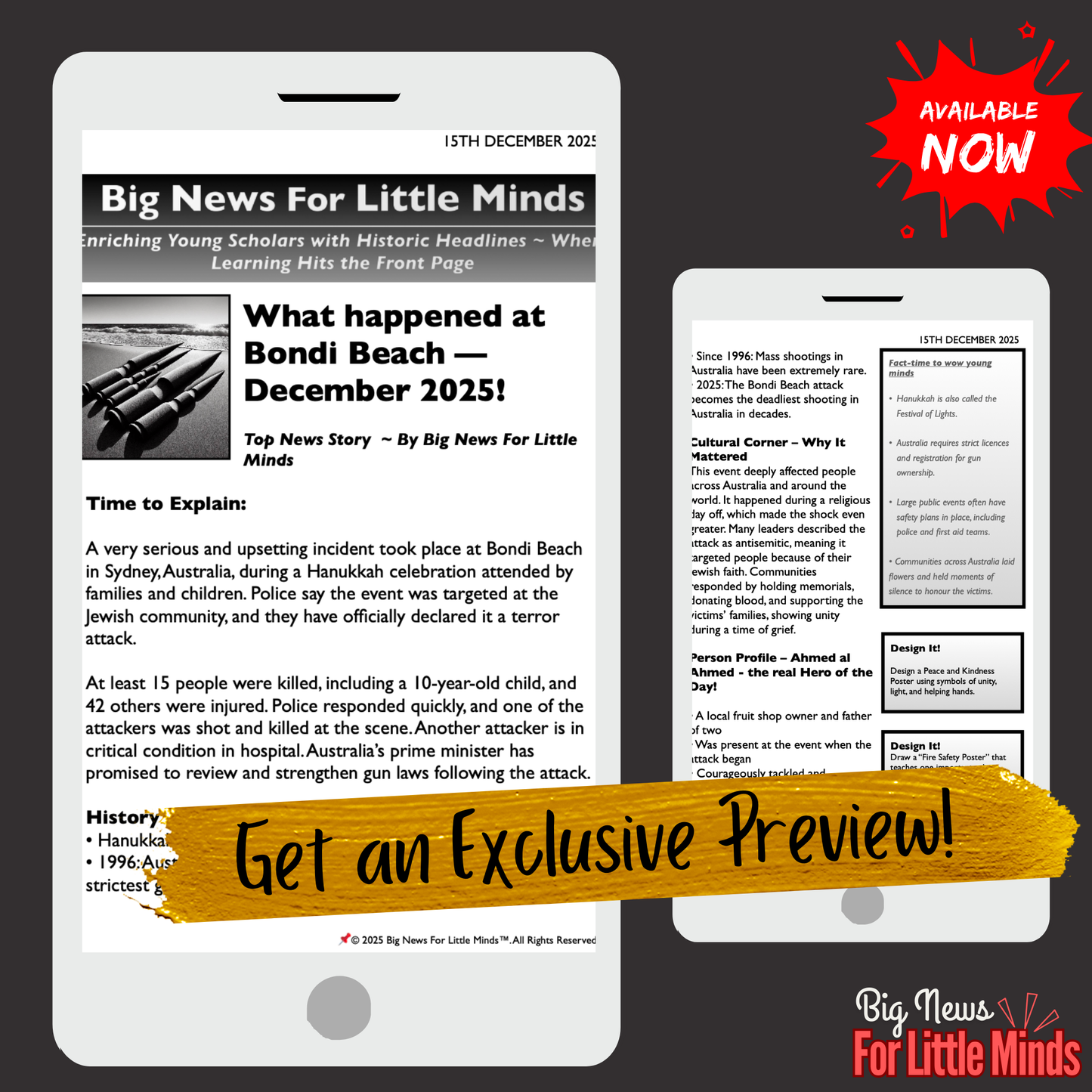 Bondi Beach Tragedy Terror & Bravery ~ News Pack for Students