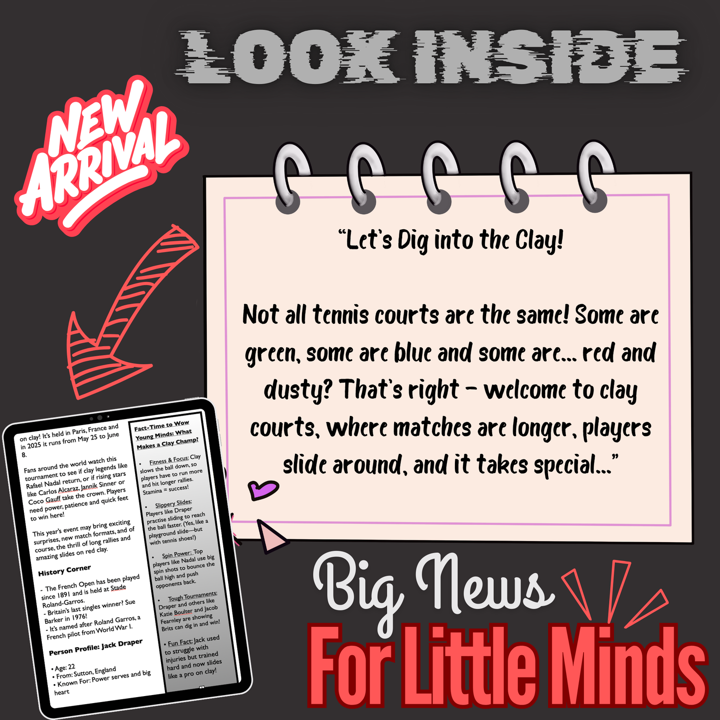 Clay Court Challenge: What Makes the French Open Unique? Kids Article Pack & Freebies x2 Worksheets!
