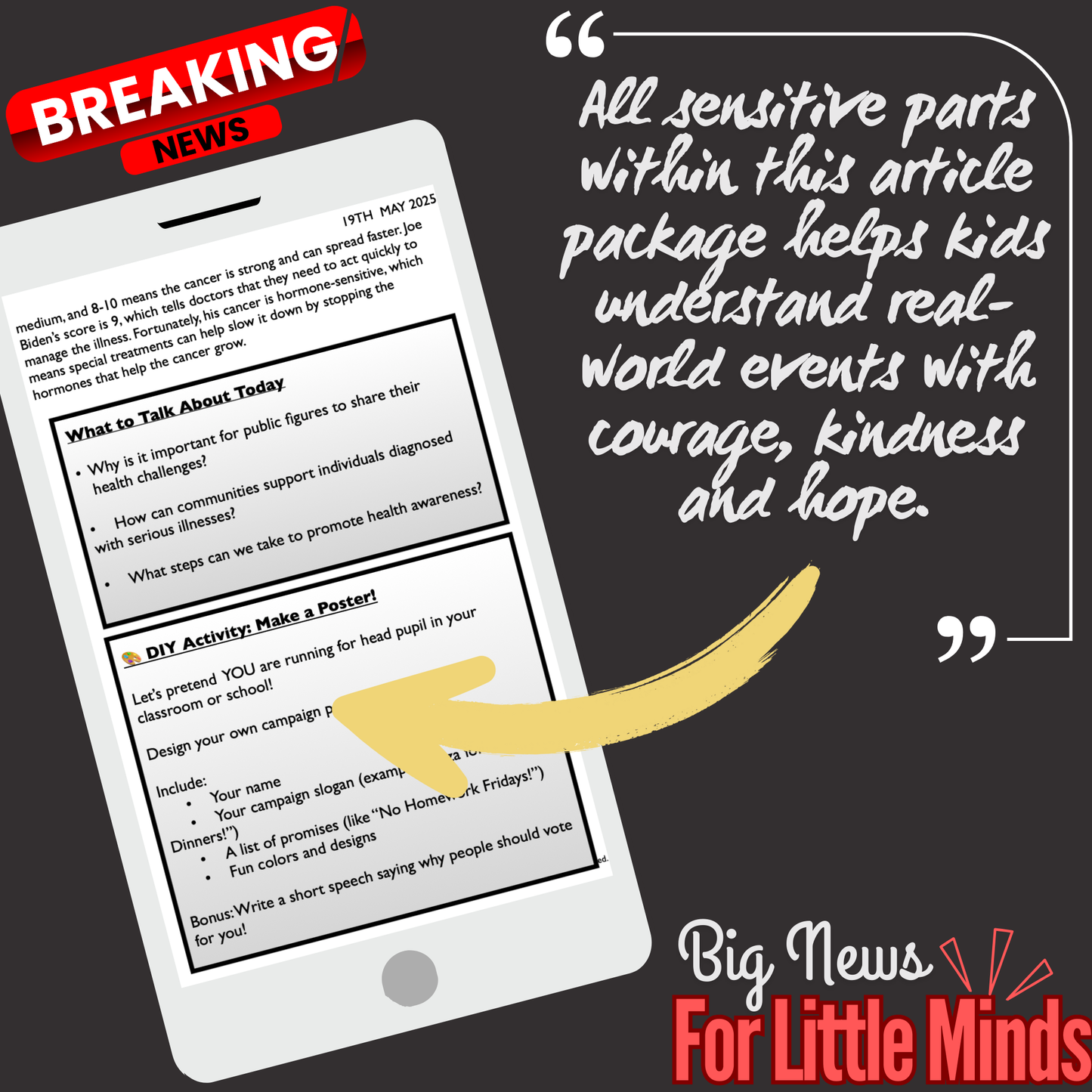 Joe Biden’s Prostate Cancer Diagnosis: Kid-Friendly Article Pack with Freebies x2 to Fill-in (Worksheet) Complete Lesson!