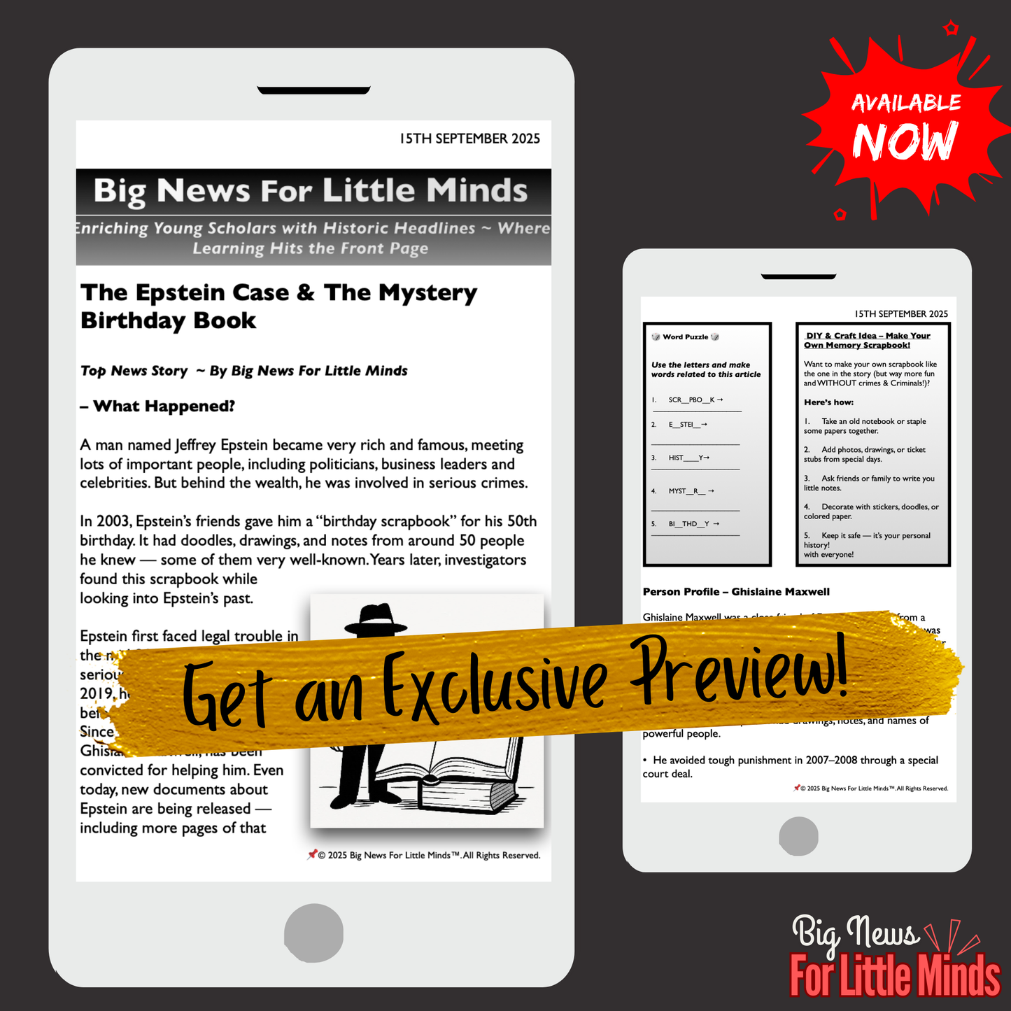 Epstein Case Explained Without Exact Details (for Kids!) Article Pack with Freebies