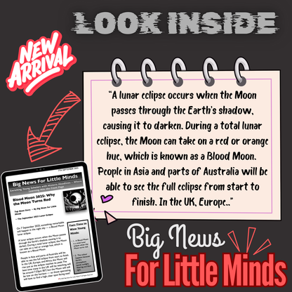 Blood Moon 2025: Meaning of the Red Glow in Kids' Article Pack & Freebie Worksheets