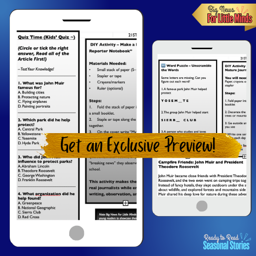 John Muir Day: Camping with President Roosevelt & the Great Outdoors: Article Pack!