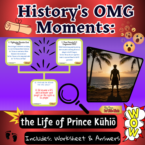 Prince Kūhiō’s Shocking Life Moments Explained for Kids + Worksheet & Answers!