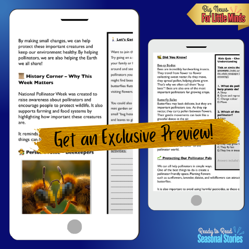 National Pollinator Week: Kids Article Package with FREE Worksheets & Activities