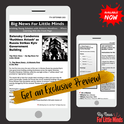 Kyiv HQ Bombed: Zelensky Calls Out Russia’s Attack! Kids Article Pack & Freebie Worksheets