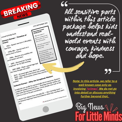 Epstein Case Explained Without Exact Details (for Kids!) Article Pack with Freebies