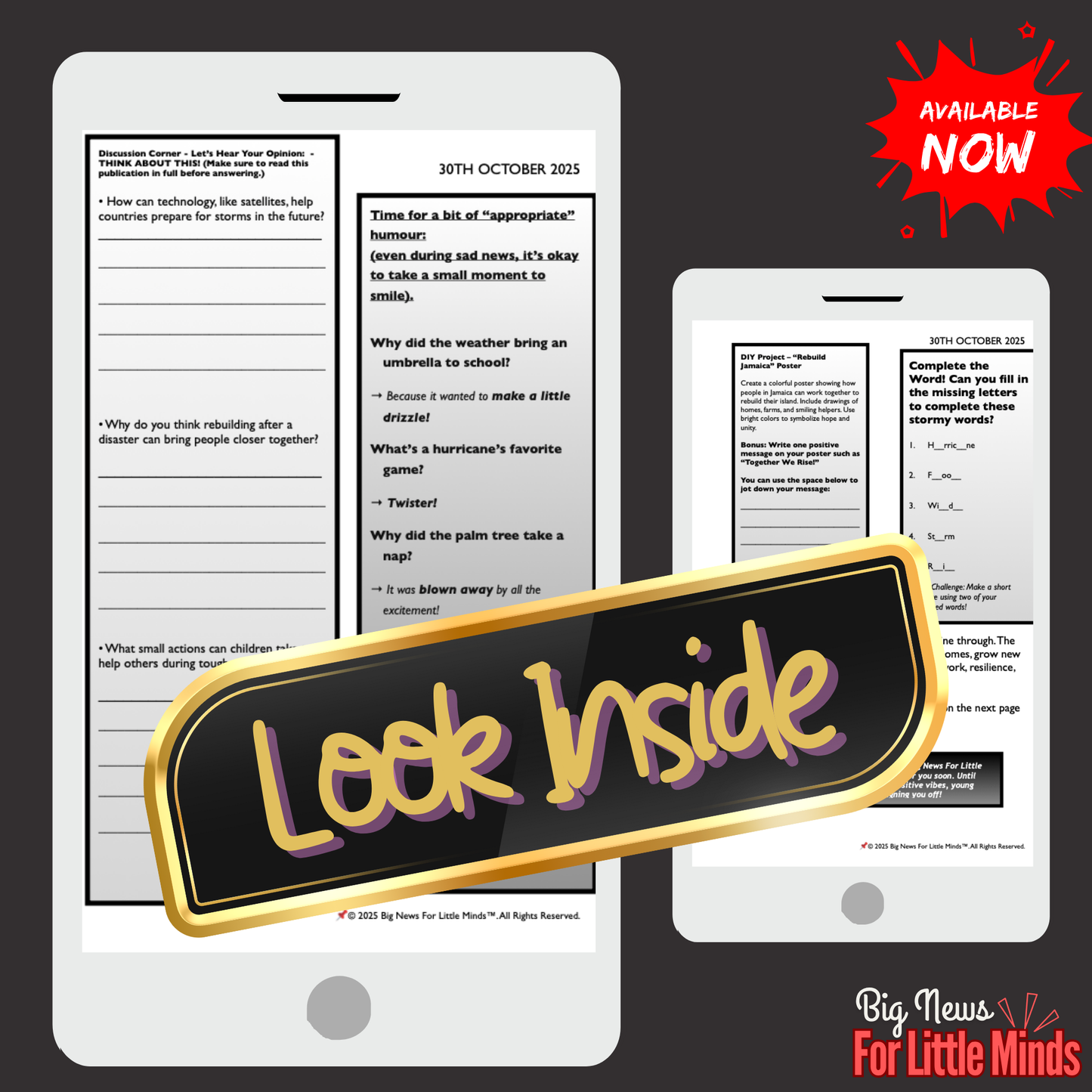 Hurricane Melissa’s Impact on Jamaica: Kids Article Package with Worksheets