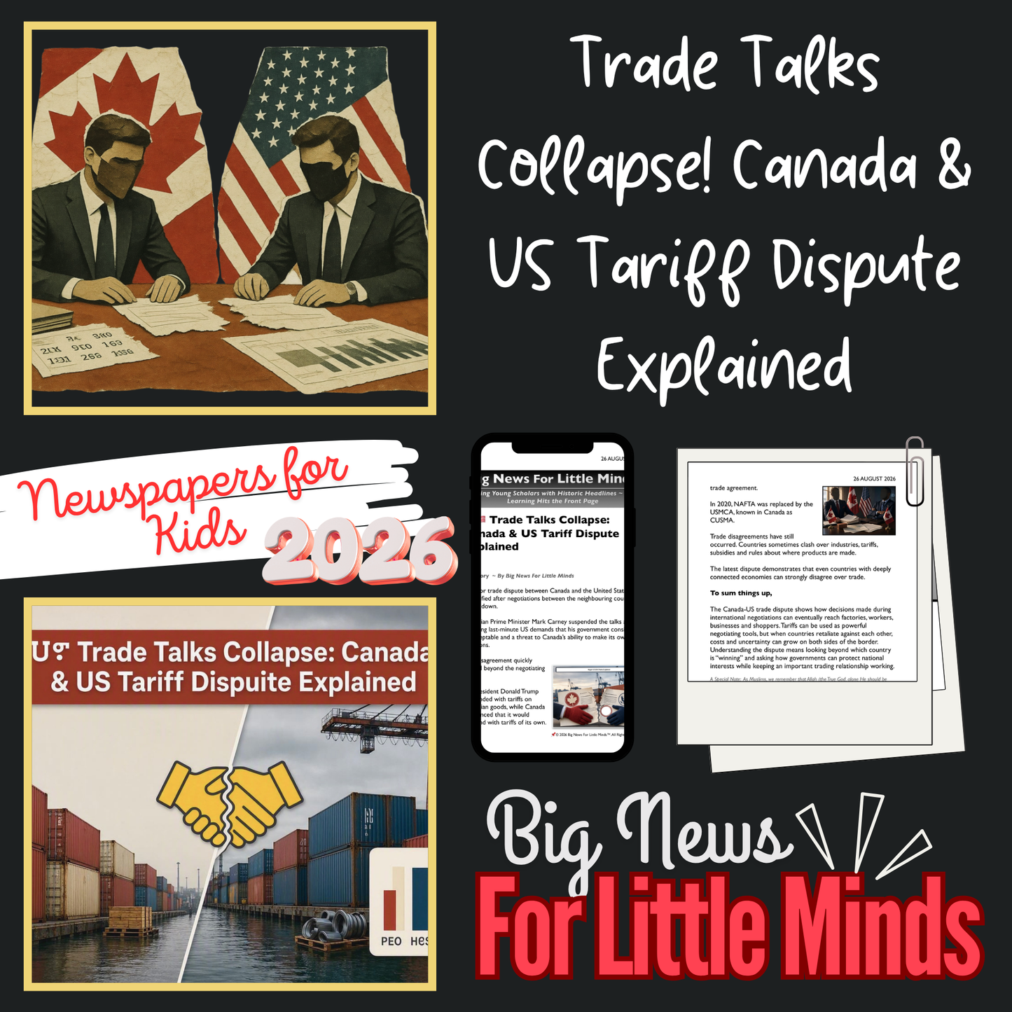 Trump, Carney & the Canada–US Tariff Dispute in August 2026: Kids News Pack
