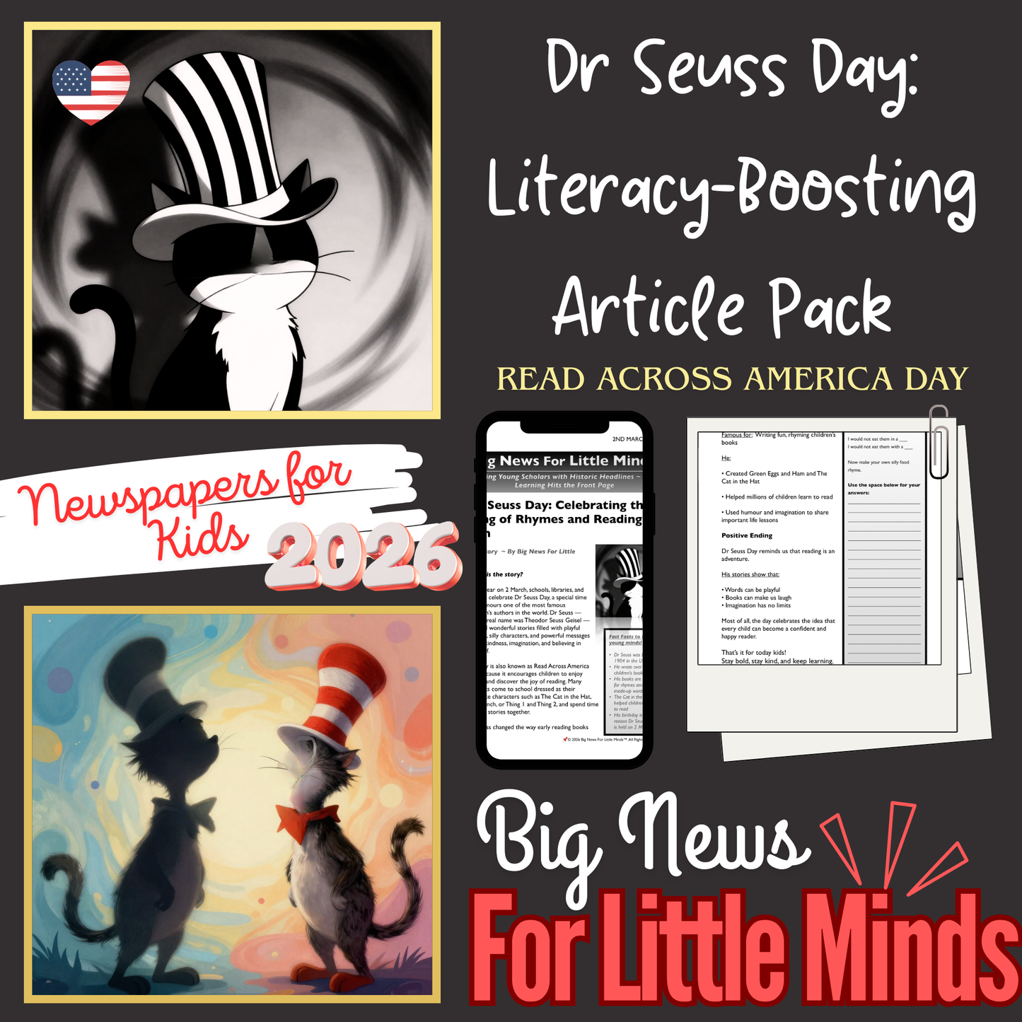 Dr Seuss Day: Epic Article & Activity Pack for Kids on Read Across America Day!