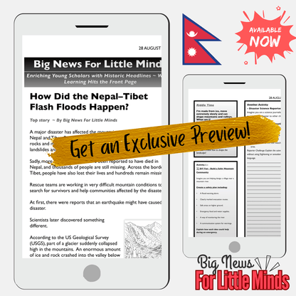 Nepal Tibet Glacial Collapse Causing Landslides & Flash Floods 2026 Lesson Pack!