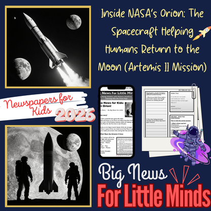 NASA’s Orion Spacecraft Used in the Artemis II Mission: Kids Info Pack & Activities!