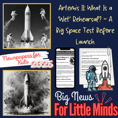 Artemis II: What Is a Wet Rehearsal? Kids Article Package with Freebie Worksheets