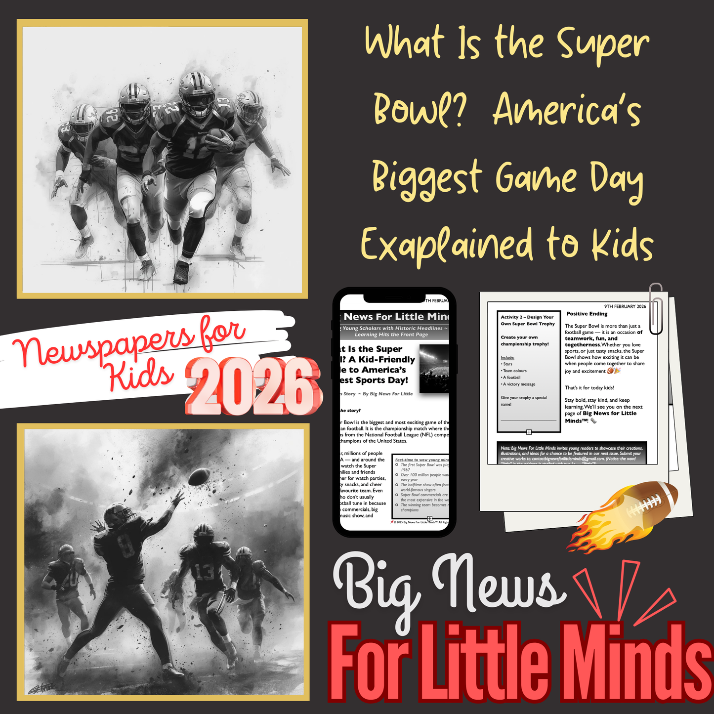 The Super Bowl: Touchdowns, Tunes & Traditions Explained in Kids Article Pack!