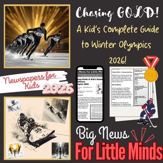 Chasing Gold – Kid’s Guide to Winter Olympics 2026: 3 in 1 Article Stories & More!