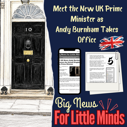 Andy Burnham Becomes Prime Minister of the UK: Kids Newspaper Pack with Activities!