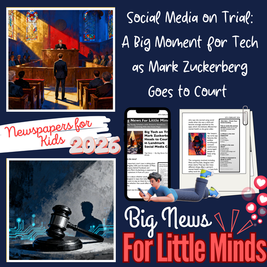 Mark Zuckerberg Heads to Court as Big Tech on Trial: Kids Article Pack!