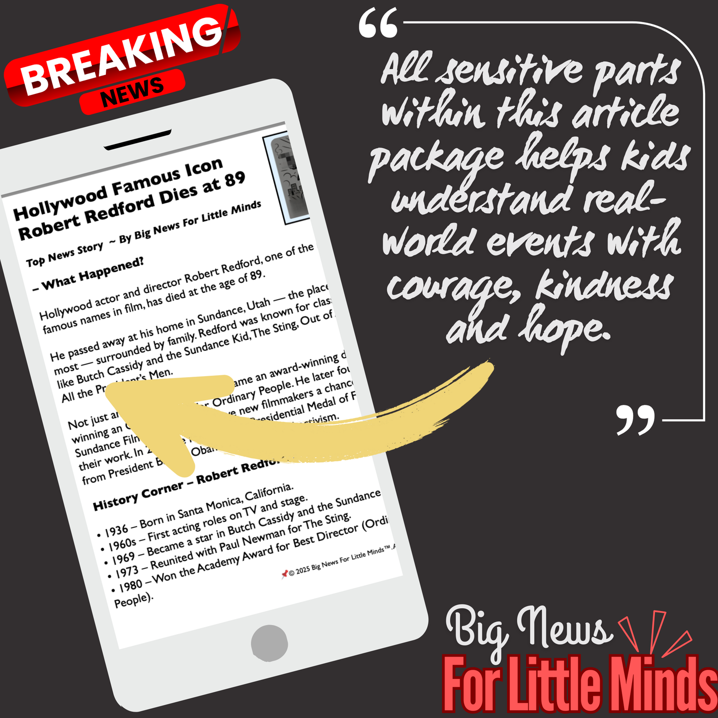 Robert Redford Passes Away: Kids Article on Biography , Activities & Freebie Worksheets!