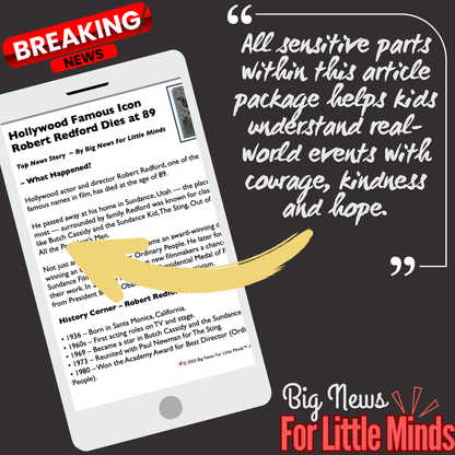 Robert Redford Passes Away: Kids Article on Biography , Activities & Freebie Worksheets!