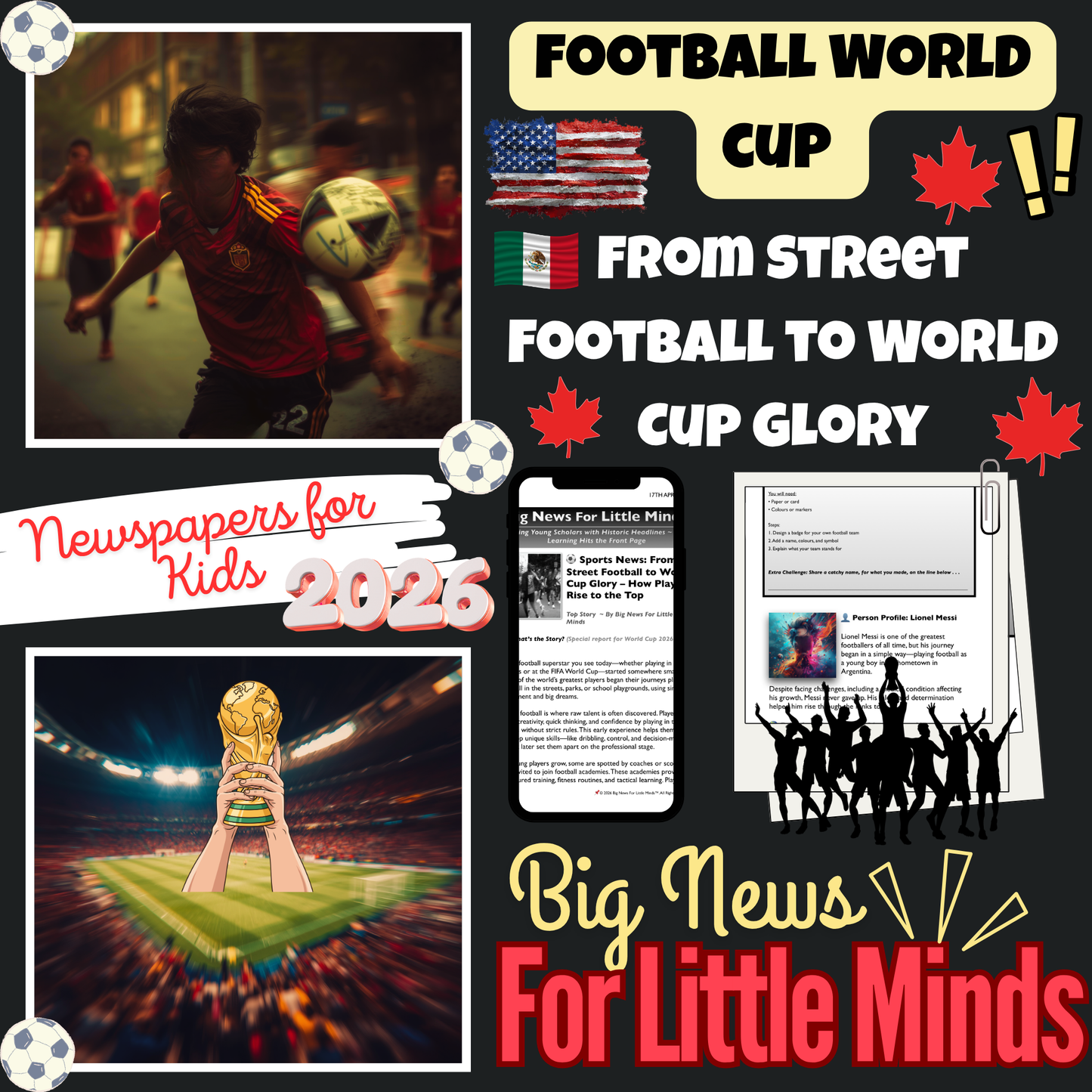 USA World Cup 2026: Journey Behind Every Player: Kids Article Package with Tasks!