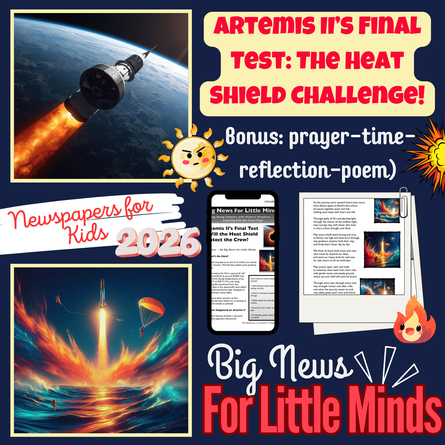 Artemis II’s Final Test – Will the Heat Shield Protect the Crew? Kids Article PACK 2026