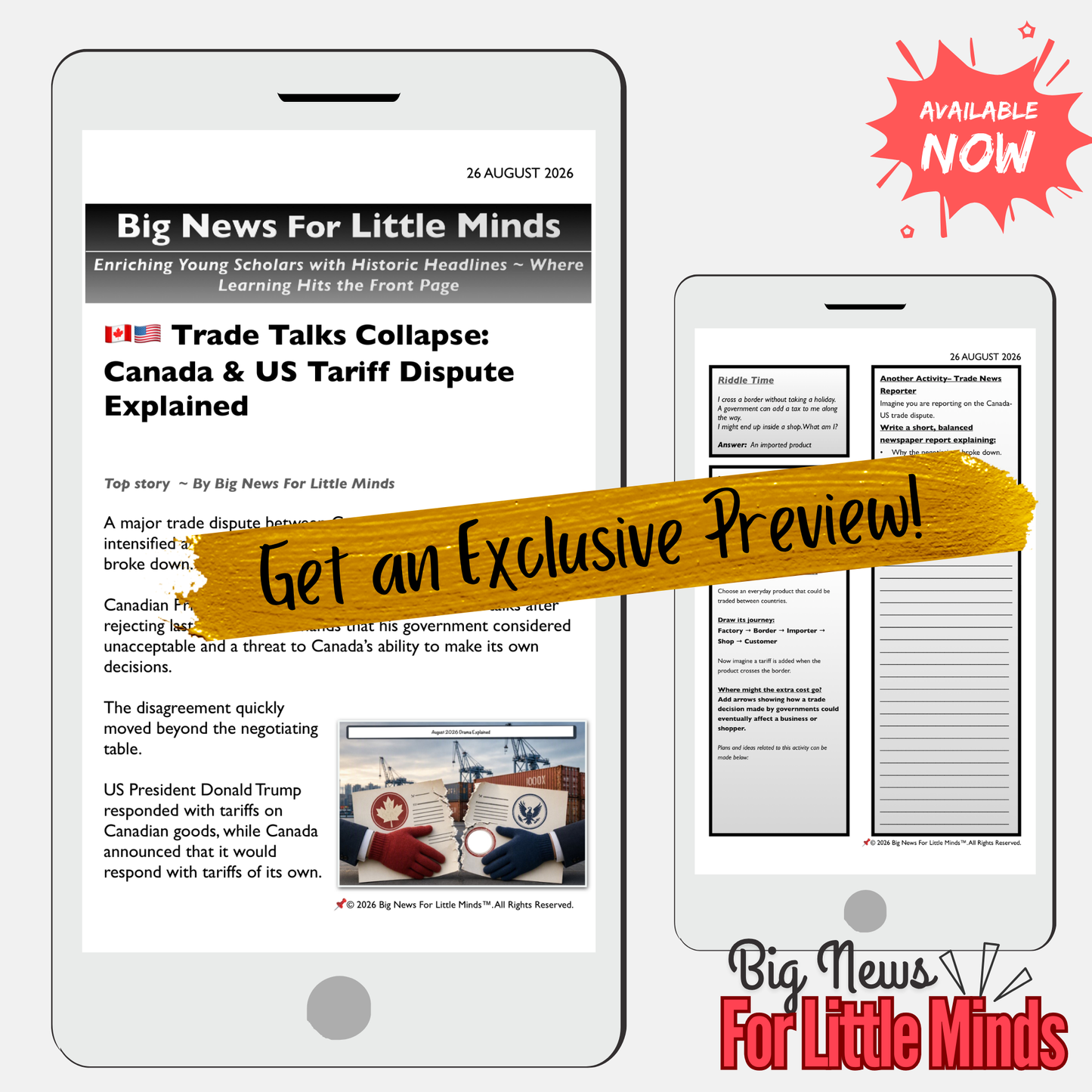 Trump, Carney & the Canada–US Tariff Dispute in August 2026: Kids News Pack