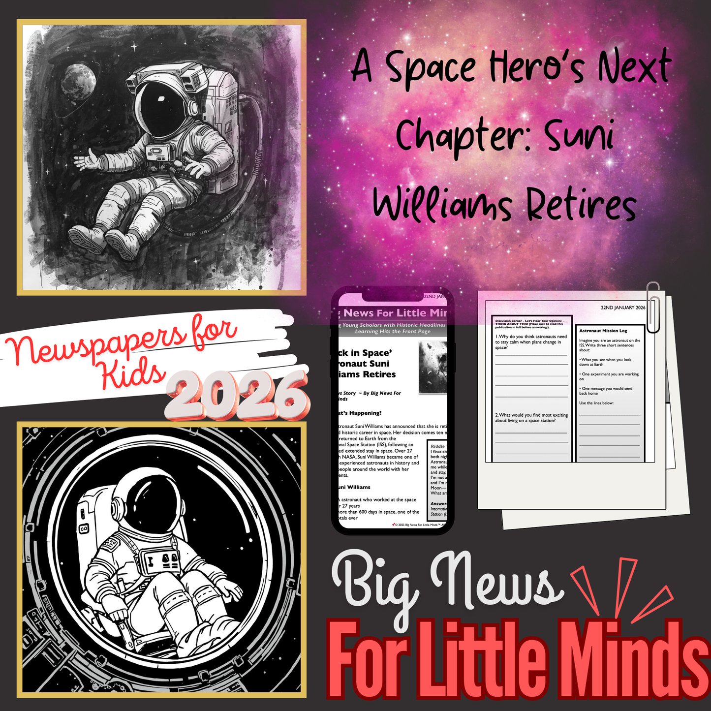‘Stuck in Space’ Astronaut Suni Williams Retires: Kids News Pack with Freebies! 2026