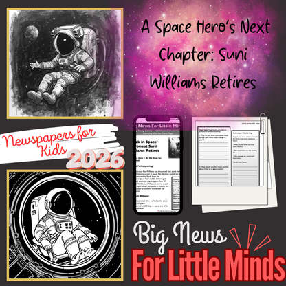 ‘Stuck in Space’ Astronaut Suni Williams Retires: Kids News Pack with Freebies! 2026