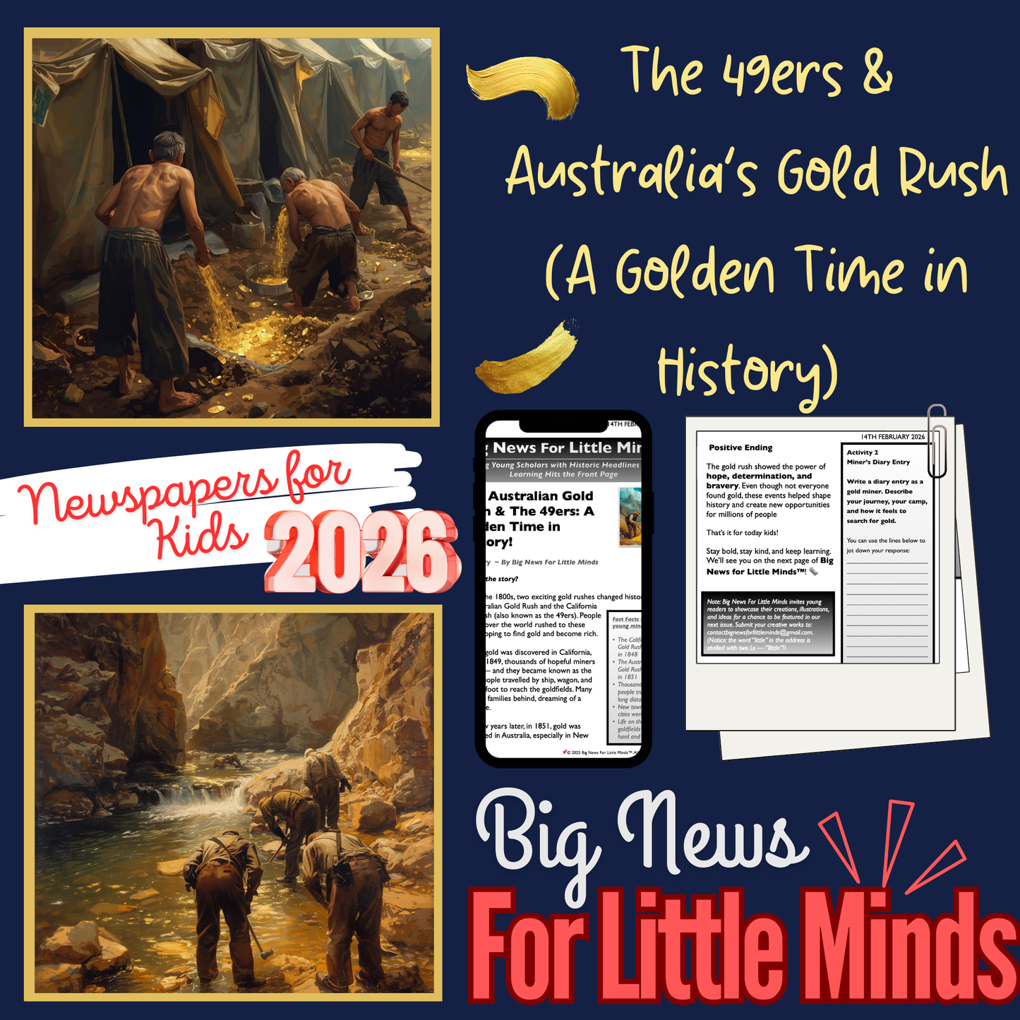 Australian Gold Rush & The 49ers: A Golden Time in History! Article Pack for Kids
