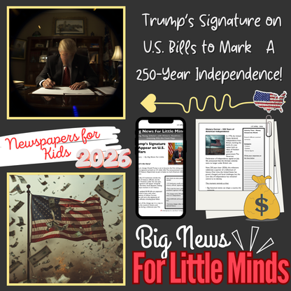 Trump’s Signature to be on U.S. Money for 4th July Surprise! Kids'Article Pack on News