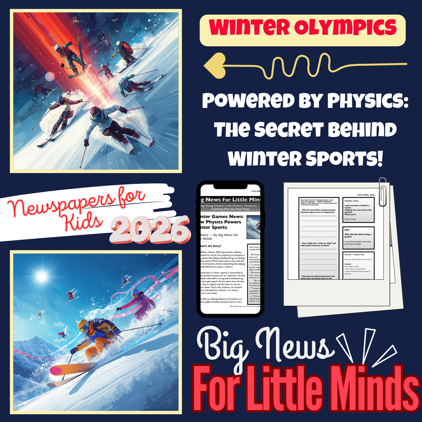 Physics of all Winter Sports, Winter Olympics Special Article Pack for Kids (Science)