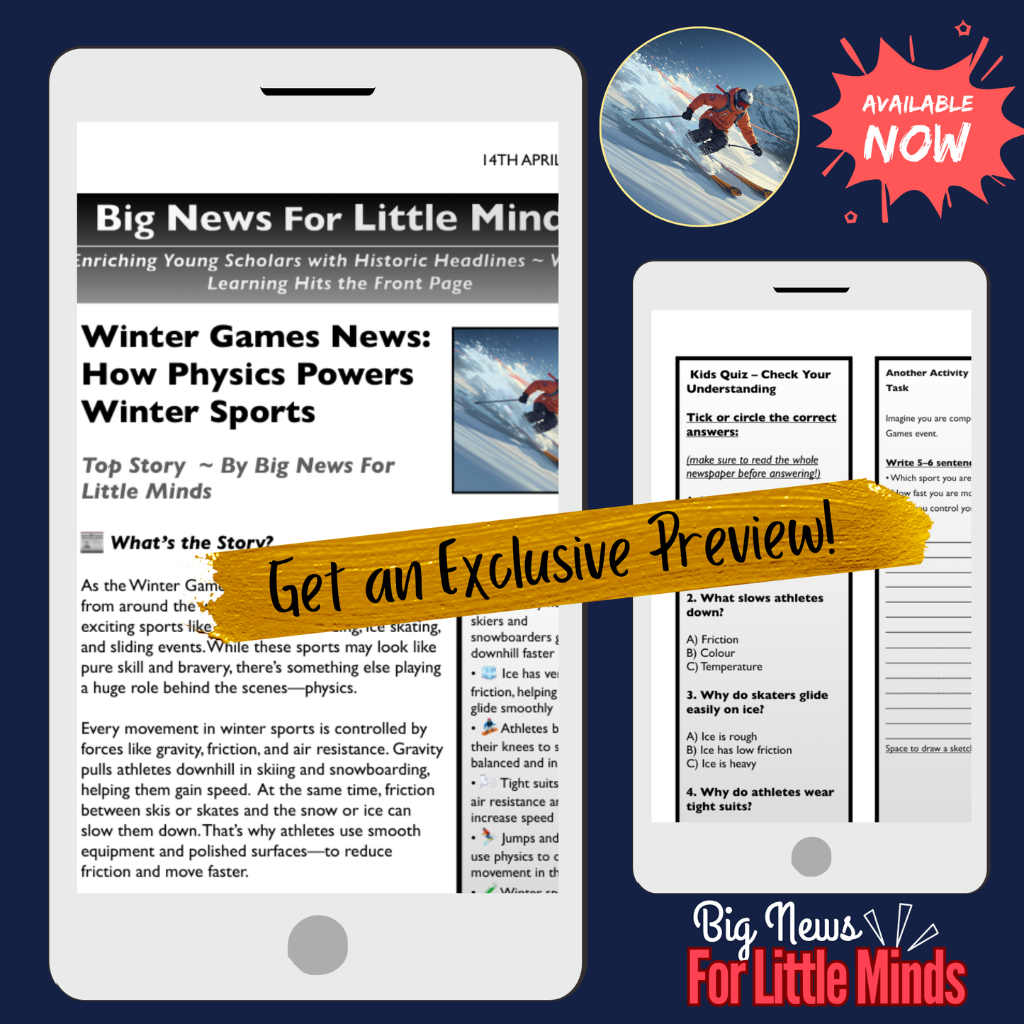 Physics of all Winter Sports, Winter Olympics Special Article Pack for Kids (Science)