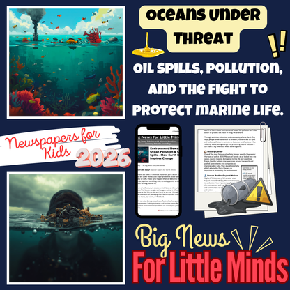 Ocean Pollution & Oil Spills: An Earth Day Article Package with Tasks & Poster Creating!