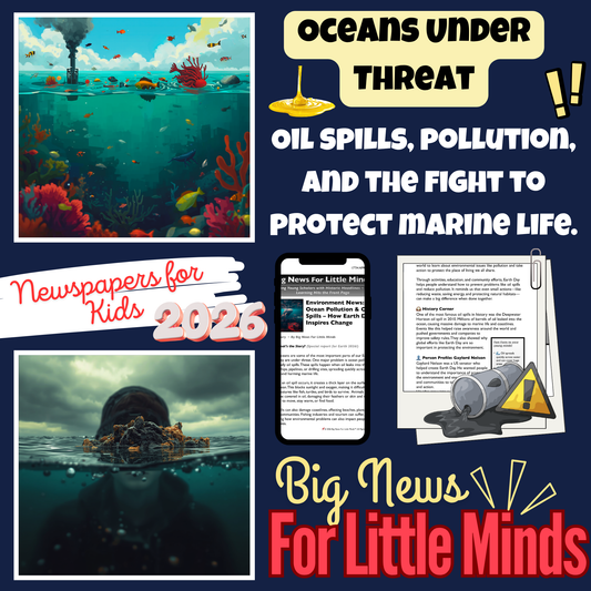 Ocean Pollution & Oil Spills: An Earth Day Article Package with Tasks & Poster Creating!