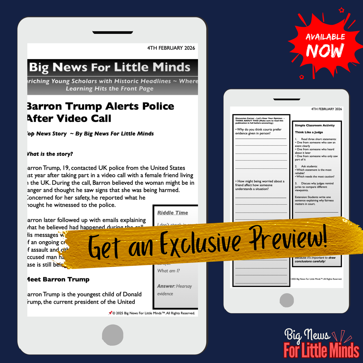 Barron Trump's Concerned Call Leads to Court Caution: Kids Newspaper Pack!