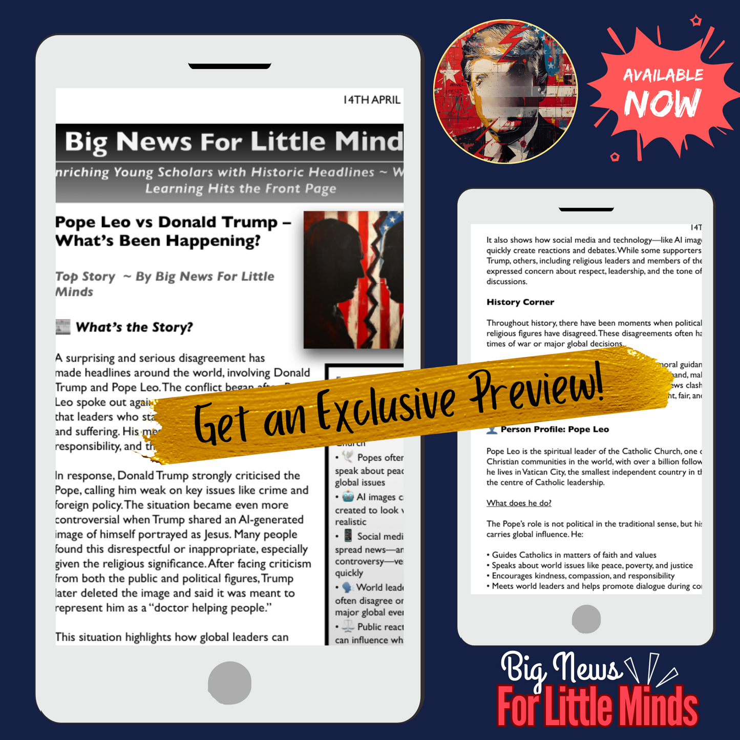 Controversy at the Top: Pope Leo & Trump Clash: Newspaper (Critical Thinking) Pack!