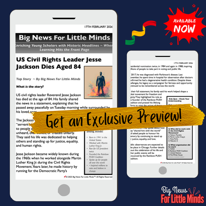 Jesse Jackson, US civil rights leader, Dies aged 84: Kids News Pack & Freebies to Complete!