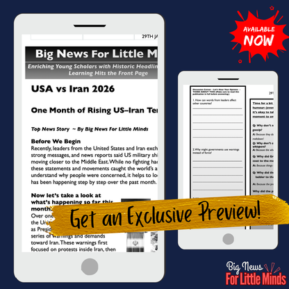 Rising US–Iran Tensions: 2026 Drama Explained to Kids in News Pack with Freebies!
