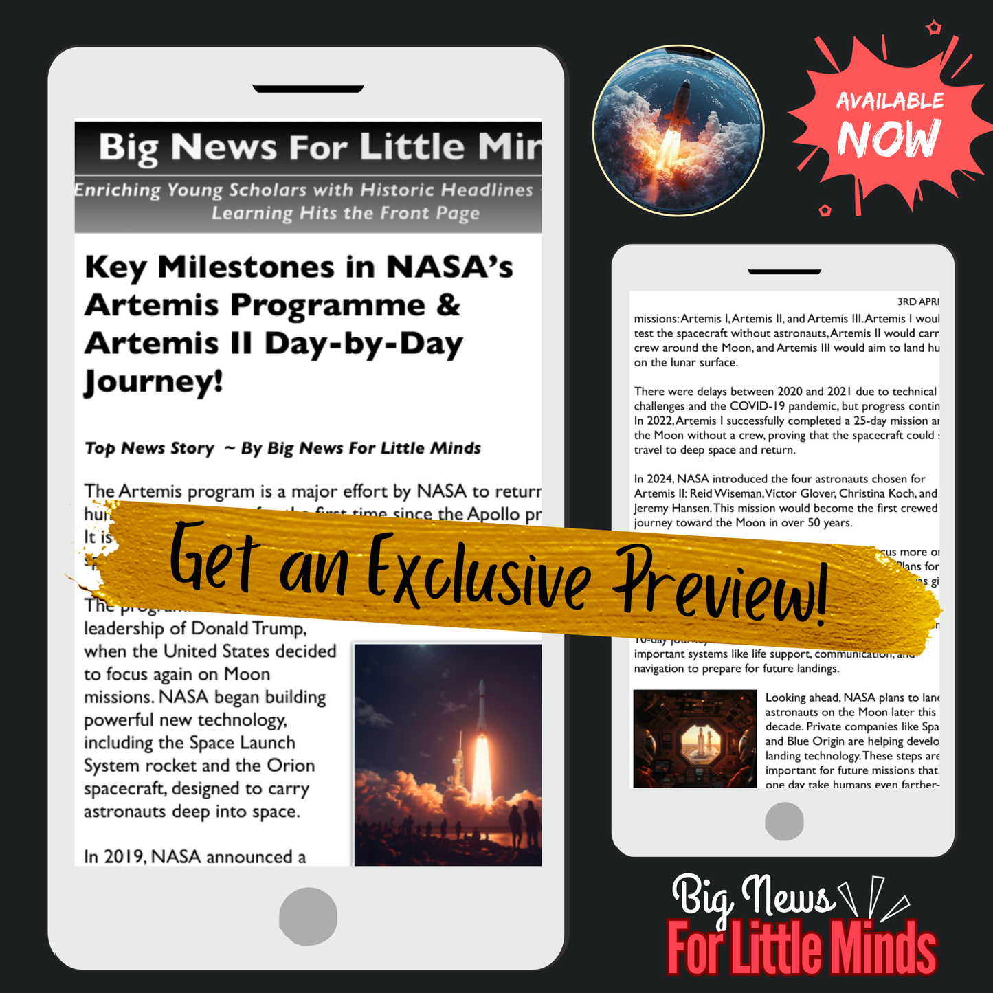 Artemis II Day-by-Day Guide: Timeline, Splashdown, Facts & Activities in Article Pack!