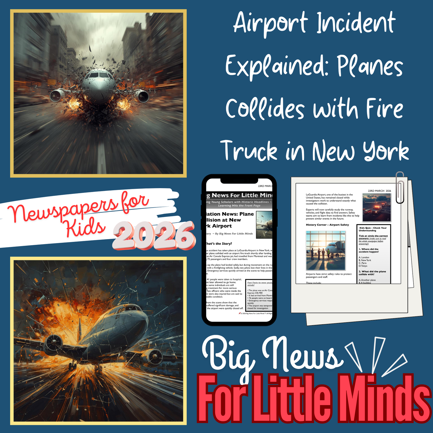 Plane Collision at New York Airport: What Happened, March 2026! Kids News Pack!