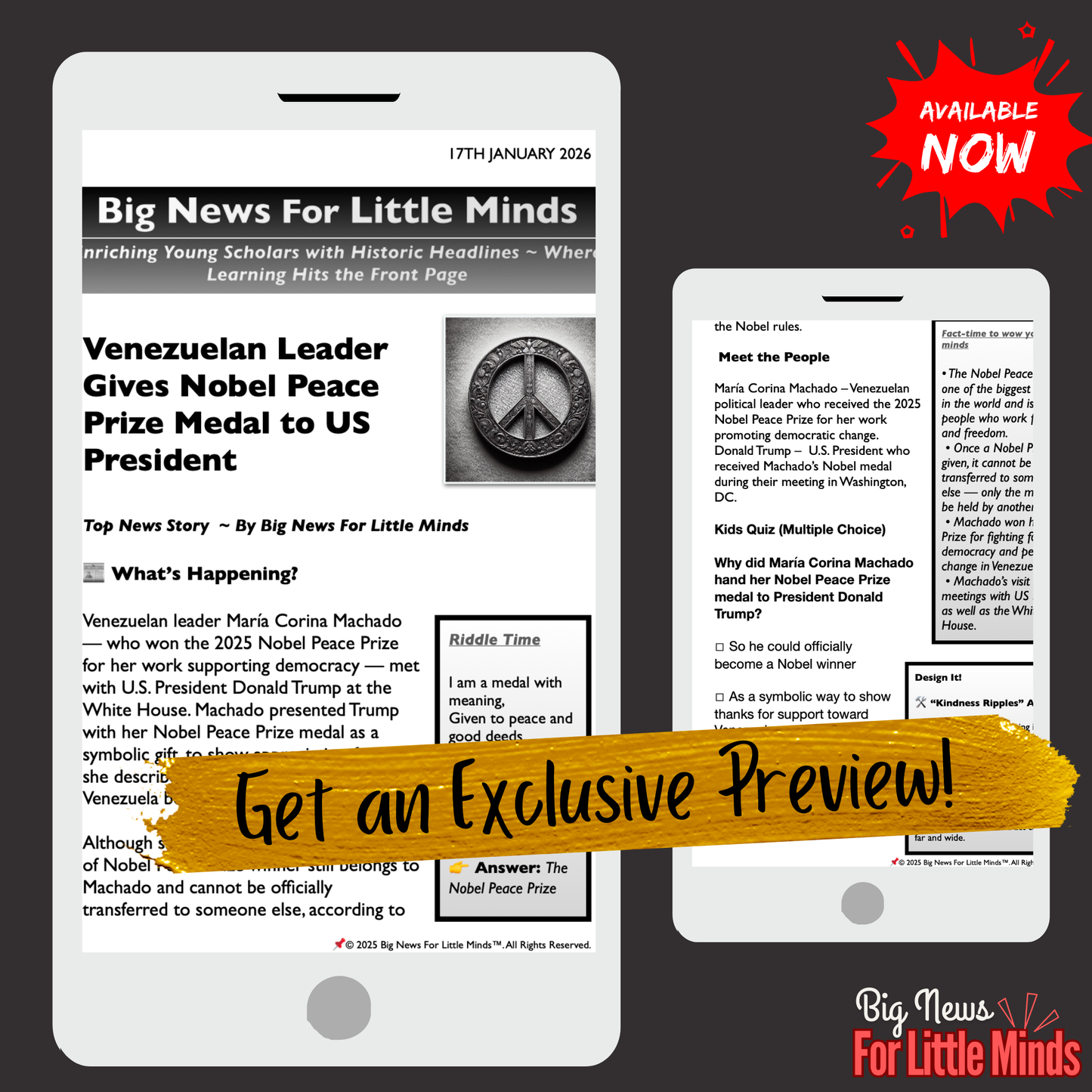 Venezuelan Leader Gives Nobel Peace Prize Medal to Trump: Kids News Pack