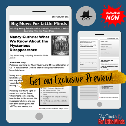 Kids' News Pack on: Nancy Guthrie’s Disappearance ~ Free Worksheets included!