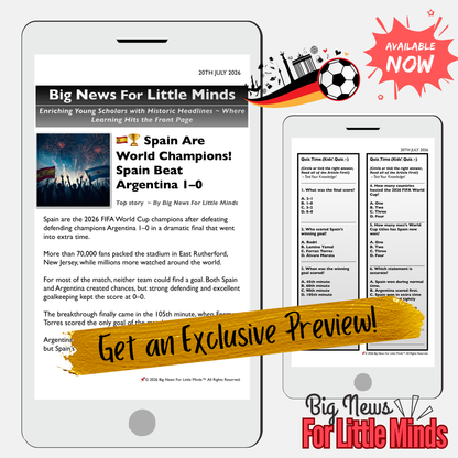 Spain Wins the 2026 FIFA World Cup – Newspaper, Quiz, Critical Thinking & Activities!
