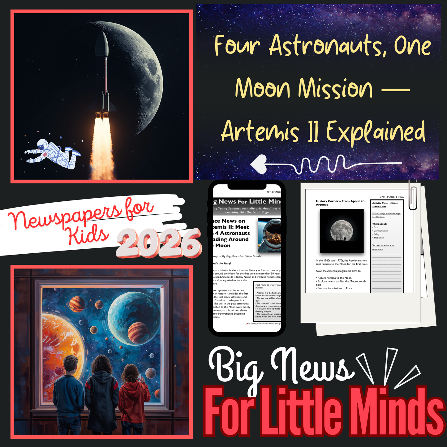 Artemis II: Meet Astronauts Making History! 4 Astronauts, 1 Moon Mission: Article Pack