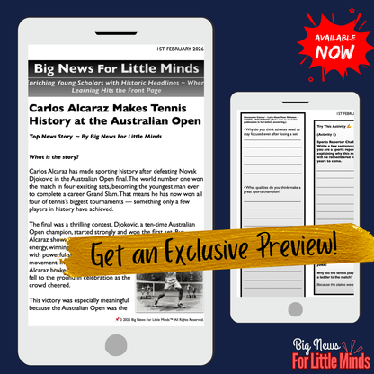 Carlos Alcaraz Makes Grand Slam History: Kids News Pack 2026 with Freebies!