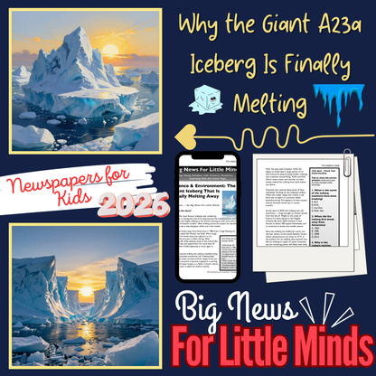 World’s Largest Iceberg Is Breaking Up — A23a Explained: Kids Article Pack & Freebies!
