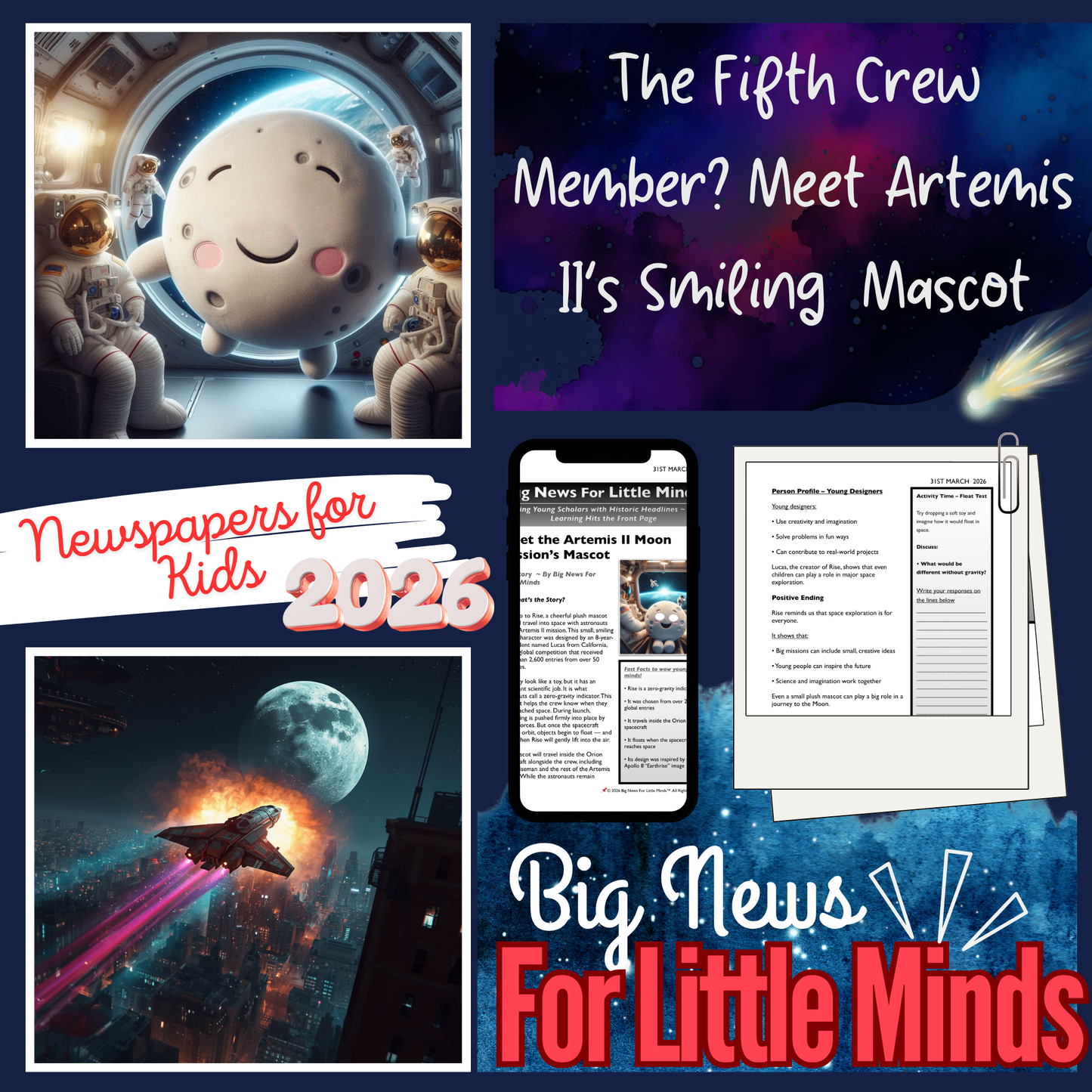 Meet “Rise” The Moon Mascot Flying on Artemis II: Article Pack & Freebie Worksheets!