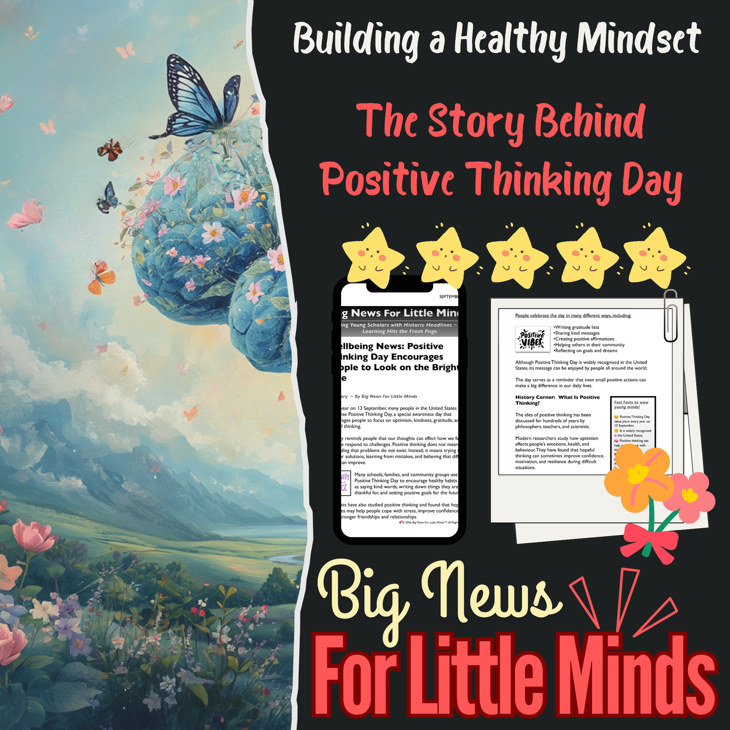 Positive Thinking Day: POWER OF A POSITIVE MINDSET! SEL Article, Activities & Quiz!