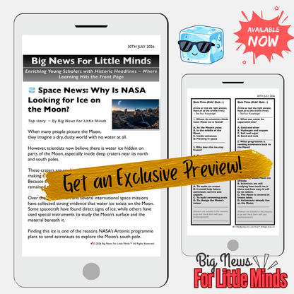 NASA’s Search for Moon Ice (Artemis Programme) Space Newspaper, Quiz & Activities